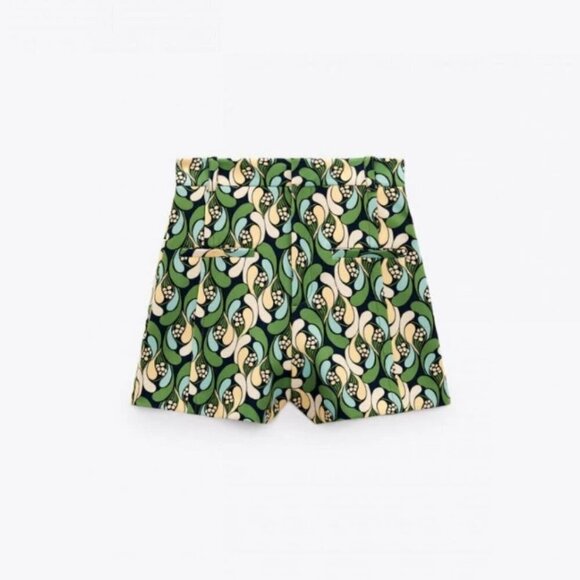NWOT Zara multicoloured retro-inspired abstract print shorts, XS - Picture 6 of 14